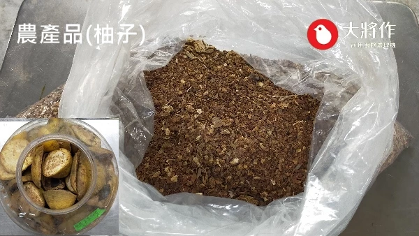 測試樣品介紹，處理內容為花蓮農改場提供農產品柚子乾燥減量處理處理後比較